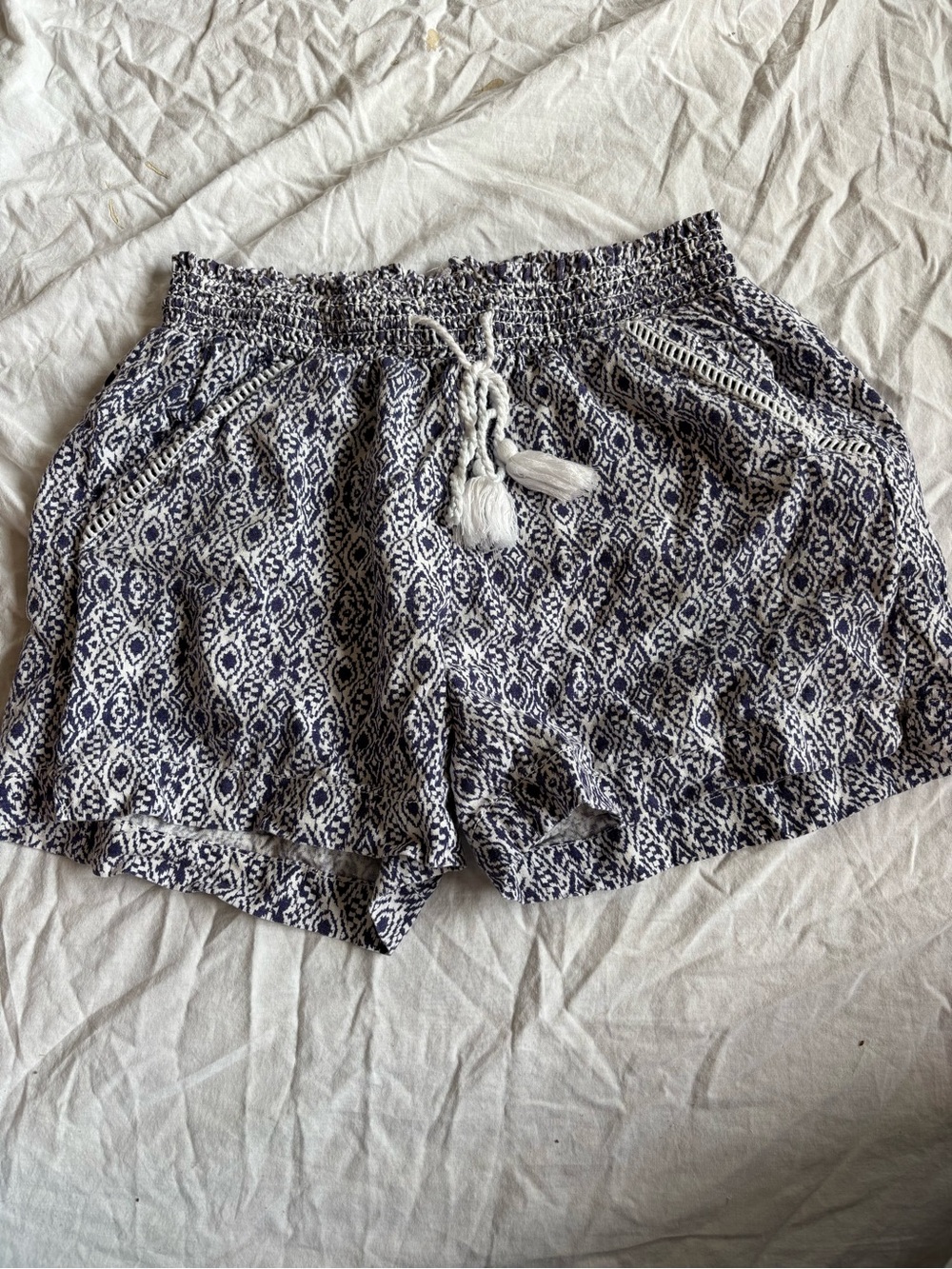 Briggs New York Navy and White Printed Drawstring Shorts